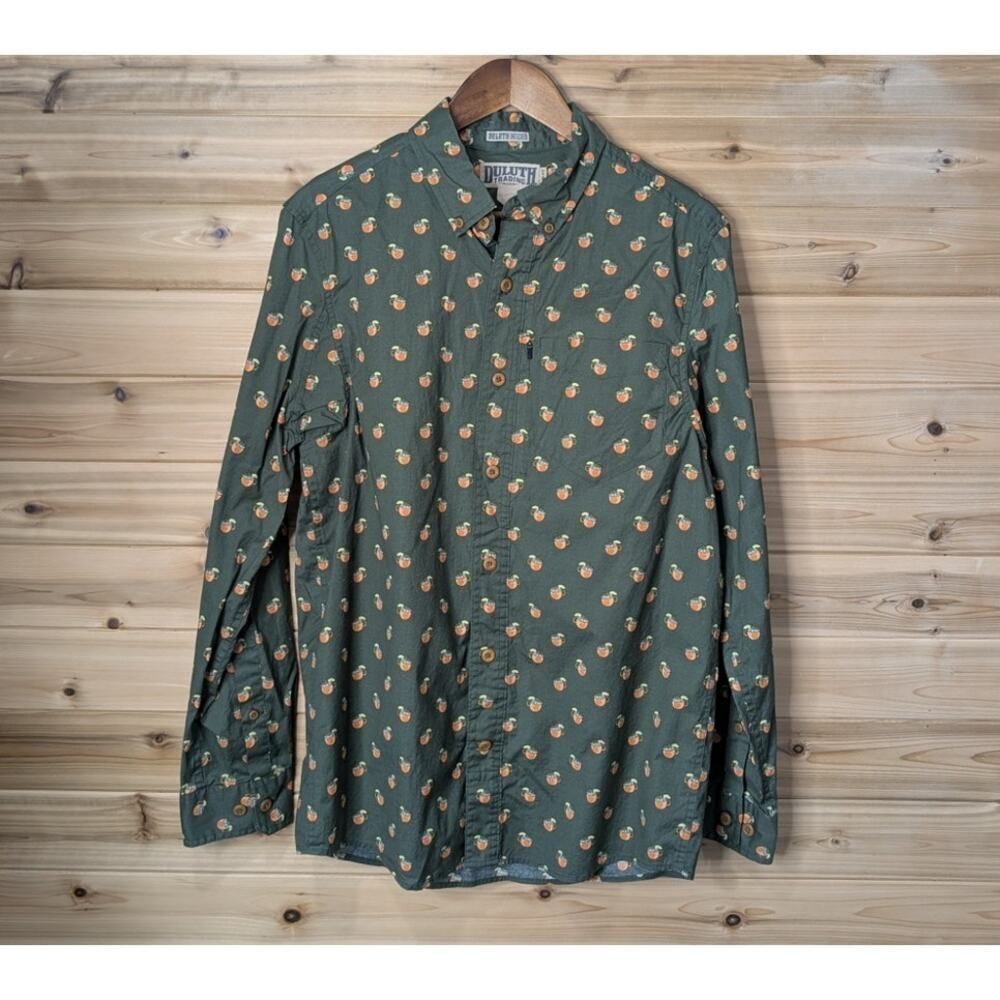 Duluth Trading Top Mens Medium Green Moscow Mule Beergarden Slim Fit LS